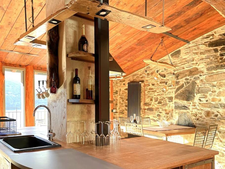 Romantic Home Stone With Amazing View Lake Of Como And Oleandra Laglio Exterior foto