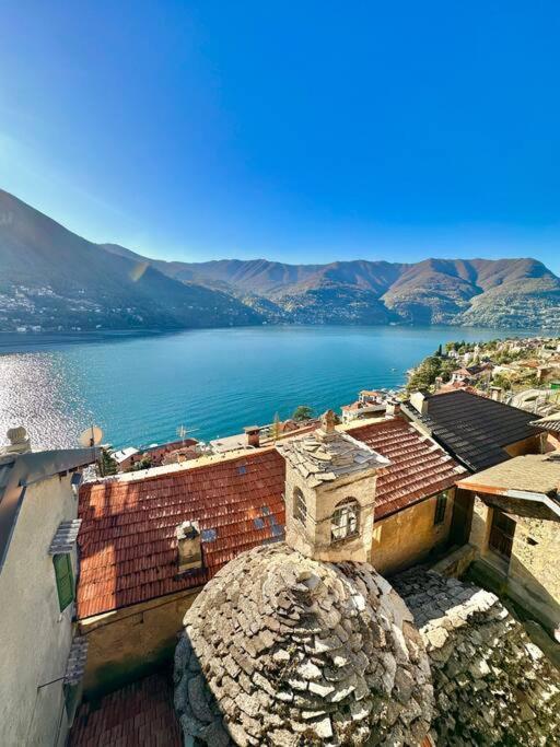 Romantic Home Stone With Amazing View Lake Of Como And Oleandra Laglio Exterior foto